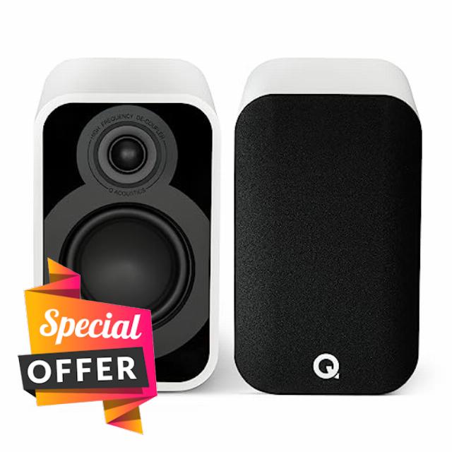 Q ACOUSTICS 5010 Compact Bookshelf Speakers Pair Satin White - 4.5" Mid/Bass Driver
