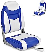 SPOTRAVEL 2 Low Back Boat Seat, Foldable Fishing Chair with Fixing Strap and Stuffed Foam, Ergono...