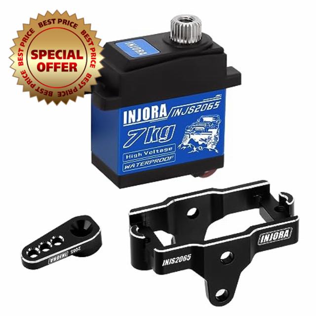 INJORA 7KG Servo INJS2065 with Mount and Servo Horn for TRX4M 1/18 RC Crawler Upgrade Parts
