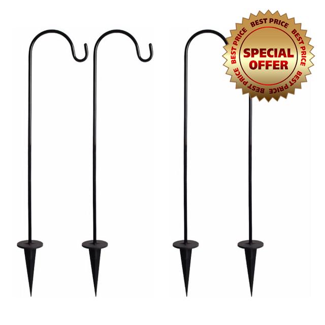 BESPORTBLE 24Inch Shepherd Hooks: 4 Pack Garden Bird Feeder Stand Heavy Duty Shepards for Lanterns Planting Hanger Weddings Decor