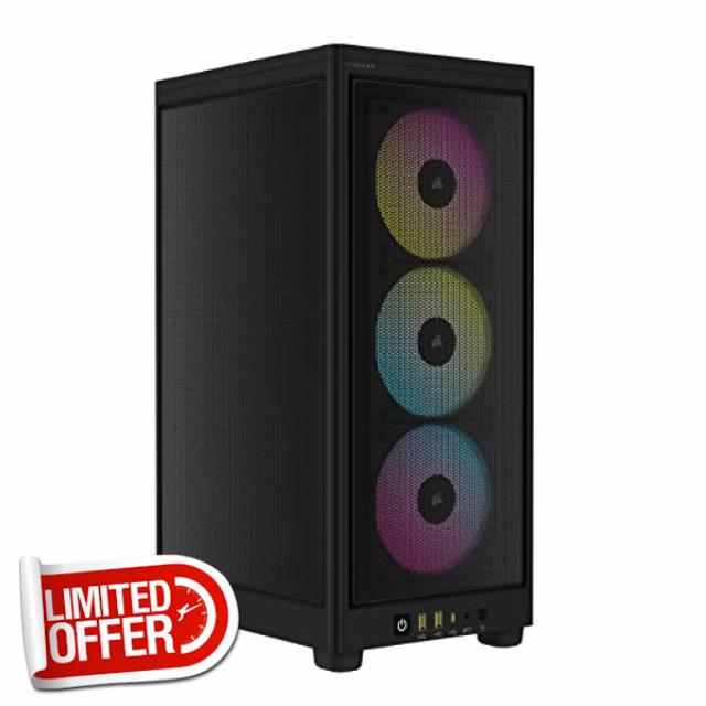 Corsair iCUE 2000D RGB AIRFLOW Mini-ITX PC Case - Mini-ITX Form-Factor - Steel Mesh Panels - Three-Slot GPU Support - 3x AF120 RGB SLIM Fans Included - iCUE Lighting Node CORE Controller - Black