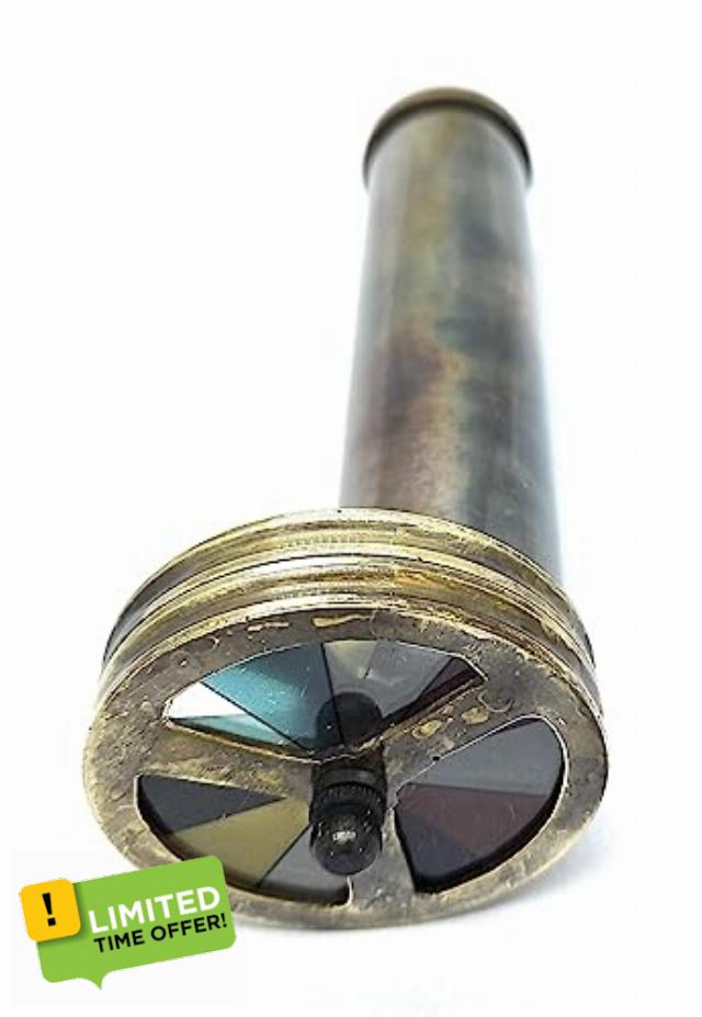 7MOONSIDE7's Brass 7inch Antique Kaleidoscope Vintage Antique Look Antique Finish Mirror Lens Kaleidoscope Gifts for Kids Friends Family Children