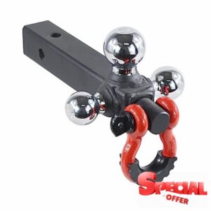 TOPTOW Recovery Shackle Hitch Ball Mount w/Triple (3) Tow Ball Chrome