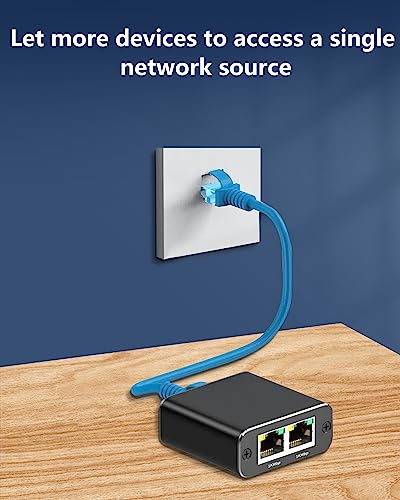 1000Mbps 1 to 2 Dual USB to RJ45 Port with USB Power Cable LAN Interface Ethernet Socket Connector 8P8C Extender Plug Go Online Simultaneously for Cat5/5e/6/7/8 Cable