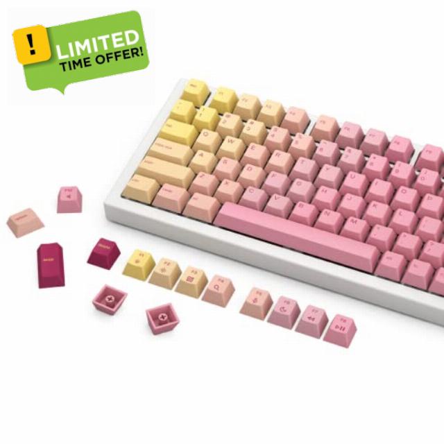 Glorious Grapefruit PBT Keycaps Set (Pink & Yellow) 143 Cute Custom Keycaps