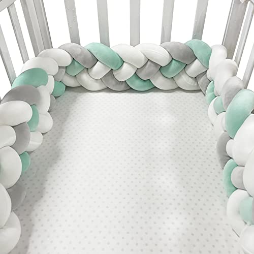 4 Shares Bed Bumper Knotted Head Guard Bumper Crib Extra High Cushion Soft Knot Pillow Bed Set All Round Braided Bed Surround