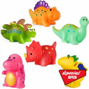 Mold Free Baby Bath Toys for Toddlers 1-3 - 6 Pcs No Hole No Mold Dinosaur Bath Toys for Infants 6-18 Month