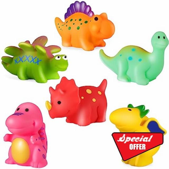 Mold Free Baby Bath Toys for Toddlers 1-3 - 6 Pcs No Hole No Mold Dinosaur Bath Toys for Infants 6-18 Month