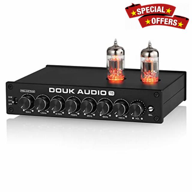 HiFi Vacuum Tube 5-Band EQ Preamp Equalizer XLR Pre-Amplifier Home Headphone Amp (T8 PRO)