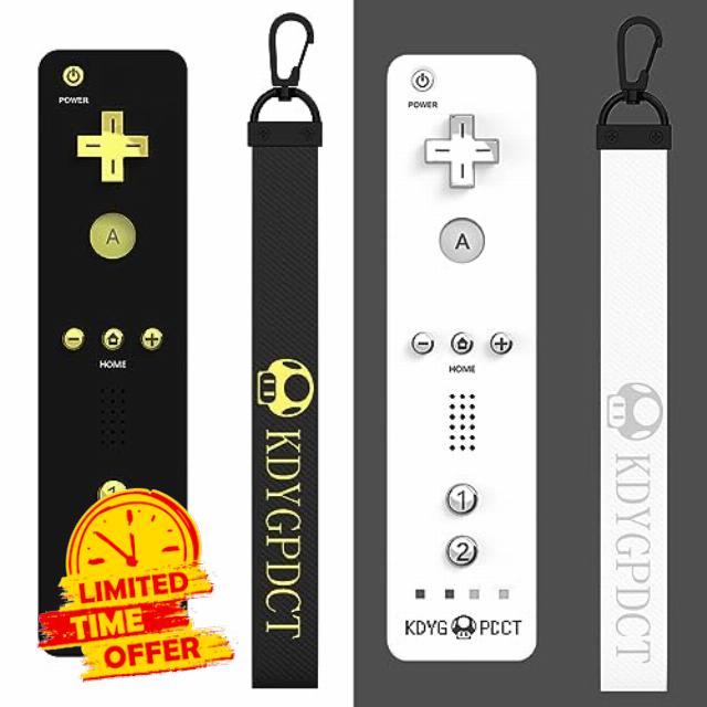 Soanufa 2 Pack Wii Controller compatible with Nintendo Wii and Wii U Console Built in 3-Axis Motion Plus Motion Gamepad Featuring vibration and sound feedback - Black and White with Wrist Strap