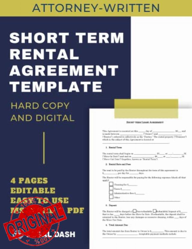 Short Term Rental Agreement Template