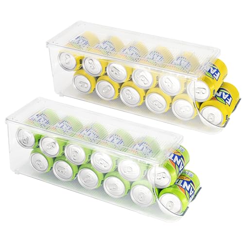Stackable Clear Plastic Can Holder Dispenser Beverage Containers for Fridge