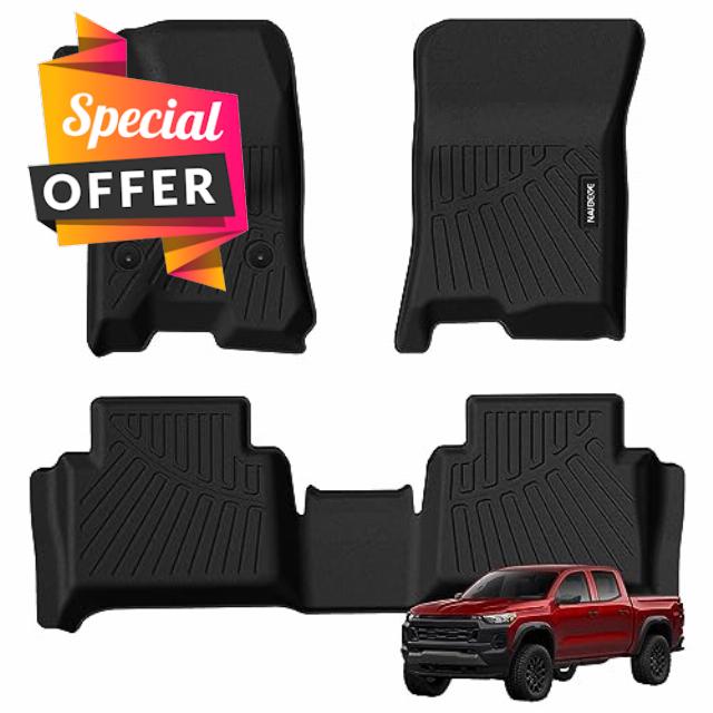 Naibeve Floor Mats for 2023 Chevrolet Chevy Colorado/GMC Canyon - All Weather Custom Fit for Chevy Colorado Floor Mats Liners Front & Rear Row Waterproof Interior Accessories