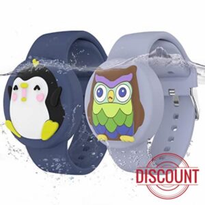Waterproof Air tag Bracelets For Kids (2 Pack) - Soft Silicone Hidden Air tag Wristband - Lightweight GPS Tracker Holder Compatible with Apple Airtag Watch Band For Child