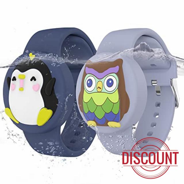 Waterproof Air tag Bracelets For Kids (2 Pack) - Soft Silicone Hidden Air tag Wristband - Lightweight GPS Tracker Holder Compatible with Apple Airtag Watch Band For Child