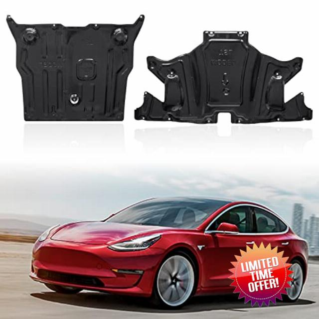 POKIAUTO Front & Rear Skid Plate for Tesla Model 3 2017-2023 / Model Y 2020-2023 Accessories -2PCS