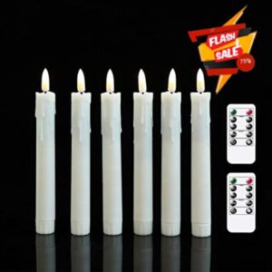 Datomarry 7 Inch Short Flameless Flickering LED Taper Candles With Two Remotes Warm White Light