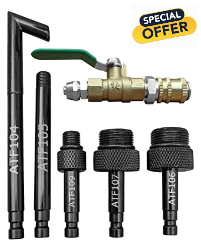 Qnbes Transmission Fluid Oil Filling Filler Adapter Tool and Metal Dispenser with Shut Off Valve Fit for VW Audi 09G 01J 722.9 ATF CVT DSG Benz 722.9