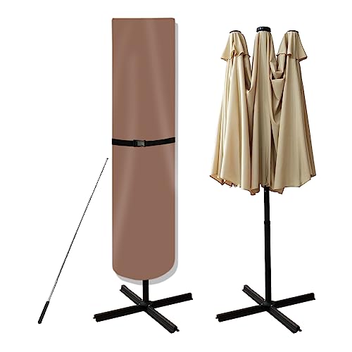 420D Waterproof Outdoor Patio Umbrella Cover for 9ft to 14ft Market Umbrella or 15ft Double-sided Umbrella