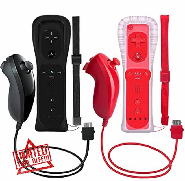 PGYFDAL 2 Packs Remote Controller and Nunchuck for Wii/Wii U Console