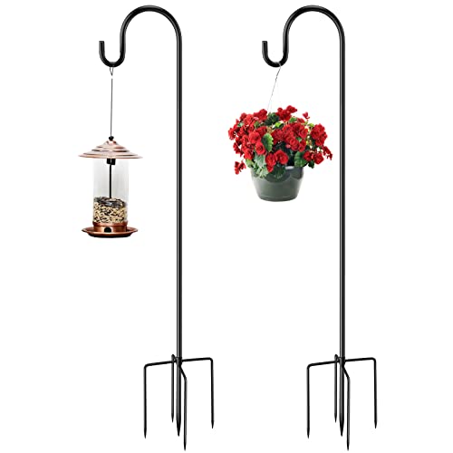 44 Inch Adjustable Heavy Duty Outdoor Bird Feeder Garden Poles with 5 Prongs Base for Hanging Bird Feeders