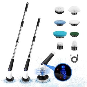 2023 New Cordless Voice Prompt Shower Scrubber with 8 Replaceable Brush Heads