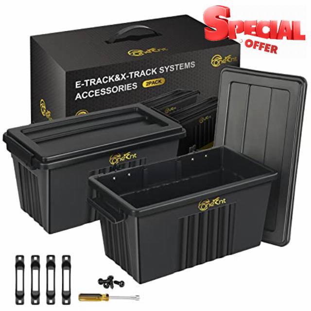 2 Pack E-Track Basket| E Track Box Storage Bin for E-Track Accessories for Enclosed Trailer -Etrack System for Tool Organizer | E track Hanging Basket for Workshop