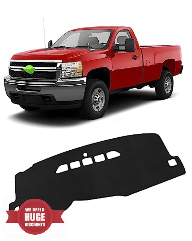 FIILINES Dash Cover Compatible with Chevrolet Silverado/GMC Sierra 2007-2013 (Only Fits with Two Glove Boxes) Dashboard Mat Cover Sunshade Nonslip Mesh Protector No Glare Accessories