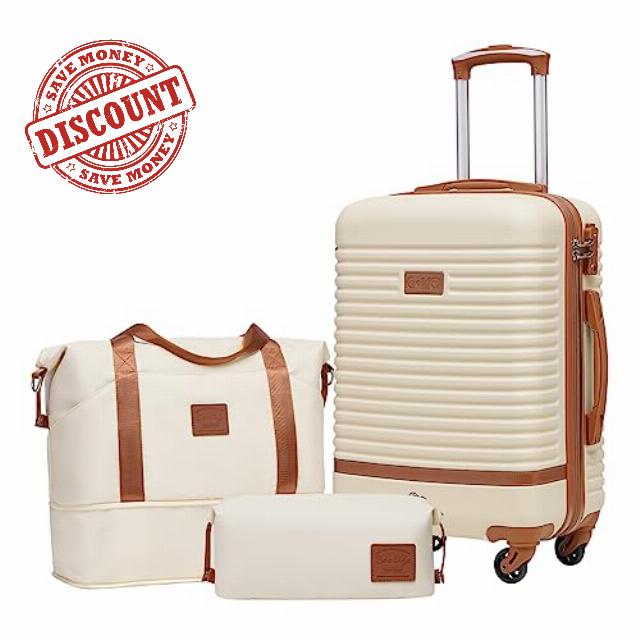 COOLIFE Suitcase Trolley Carry On Hand Cabin Luggage Hard Shell Travel Bag Lightweight with TSA Lock