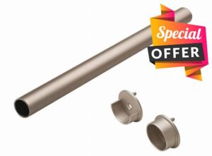 Elef 36&rdquo; Matte Nickel Closet Rod Round with End Supports