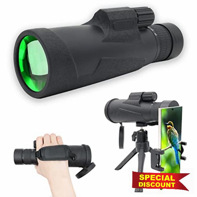 High Power Zoom Monocular Scope 10-30 * 50 with Smartphone Adapter Tripod Hand Strap