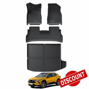 SMABEE Floor Mats & Cargo Liner Compatible with 2024 Chevrolet Trax TPE All Weather 2 Row Floor Liners Trunk Cargo Liner Heavy Duty Full Set Interior Accessories Black