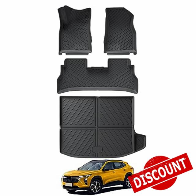 SMABEE Floor Mats & Cargo Liner Compatible with 2024 Chevrolet Trax TPE All Weather 2 Row Floor Liners Trunk Cargo Liner Heavy Duty Full Set Interior Accessories Black