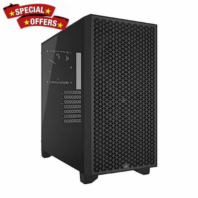 CORSAIR 3000D AIRFLOW Mid-Tower PC Case – 2x SP120 ELITE Fans – Four-Slot GPU Support – Fits up to 8x 120mm Fans – High-Airflow Design – Black