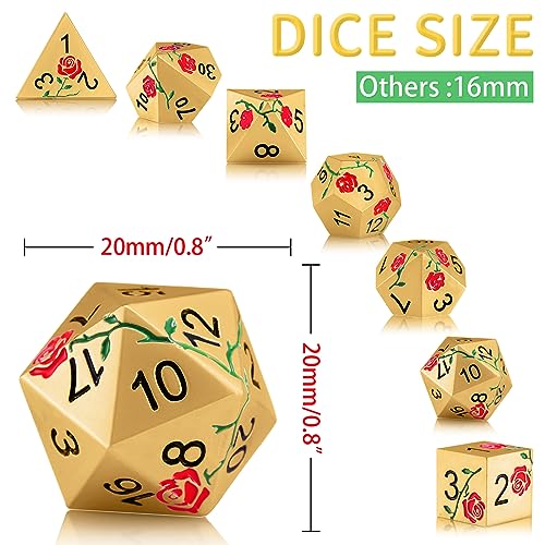 Polyhedral Dice Set-Hand-Coloured Rose D&D Dice Set