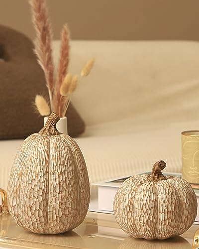 Brown and White Pumpkin Figurine