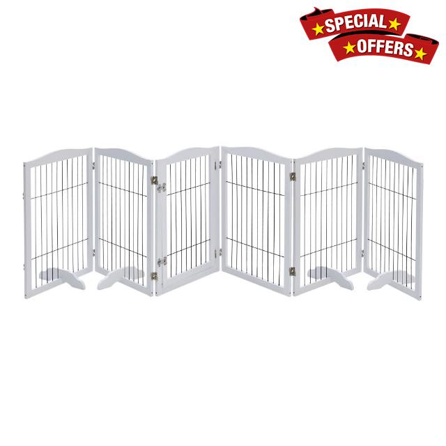 The Fellie Wooden Freestanding Dog Gate with Support Feet