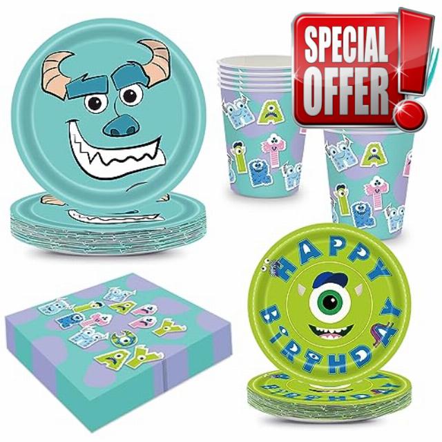 AURORAPARTY 120pcs Face Monster Birthday Party Supplies for kids