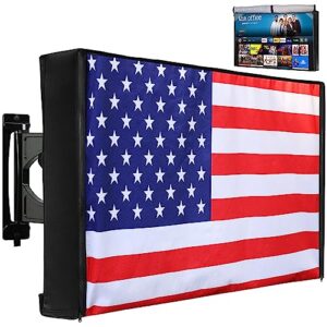 Zipper Waterproof Outside TV Covers Heavy Duty 600D Oxford TV Covers Outdoor TV Screen Protectors Shield with Front Flap for Flat Screen Outdoor TVs