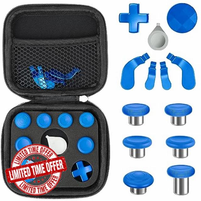 Controller Paddles Thumbstick Accessories Replacement - for Xbox One Elite Controller Series 2 Core Joystick Kit Parts Back Paddle Thumb Sticks Buttons Component Pack Accessory 13in 1 (Blue )