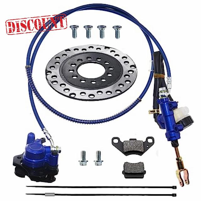 Rear Hydraulic Brake Assembly Caliper Master Cylinder Kit + Disc Brake Plate for Go Kart Golf Cart ATV