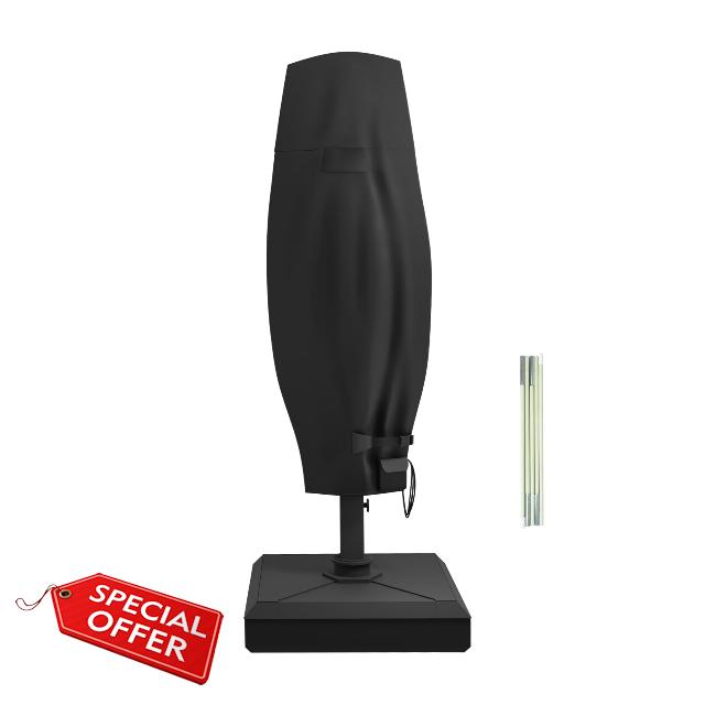 iBirdie Outdoor Patio Umbrella Cover Fits 9ft-13ft Offset Umbrella - Cantilever Offset Umbrella or Large Market Umbrella - 600D Waterproof and Weatherproof with Zipper and Rod