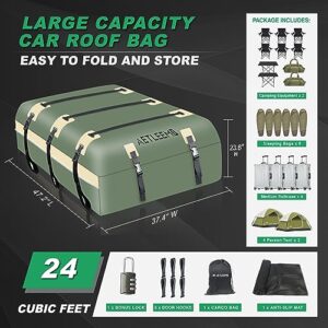 24 Cubic Feet 100% Waterproof 840D Car Roof Luggage Bag for All Vehicle with/Without Rack