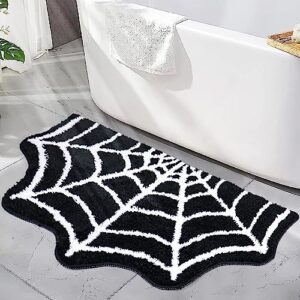 31&times;20" Halloween Bath Mat Non-Slip Rugs Spiderweb Rug Machine Washable Goth Bath Mat Area Rugs Gothic Rug for Front Door