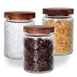 26 OZ Glass Jar Canister with Bamboo Wooden Lid for Suger