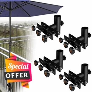 Vinazone Adjustable Deck Umbrella Mount - Clamp on Deck Rail or Fence
