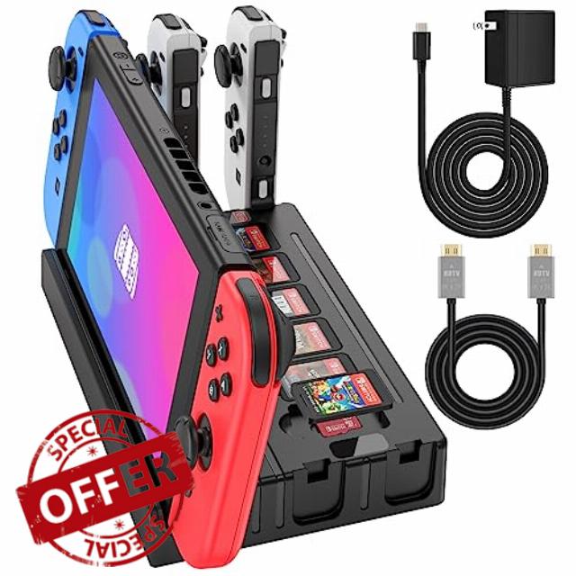 BSSING TV Dock Station with Joycon Charger Compatible with Switch/Switch OLED