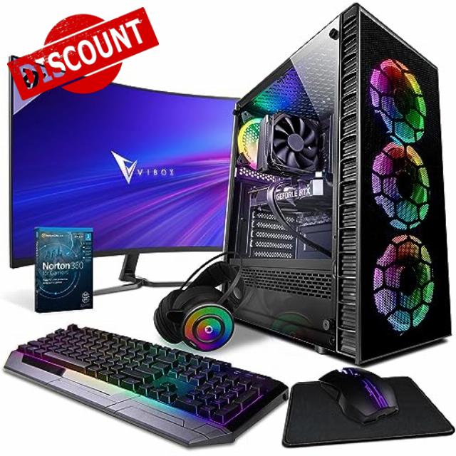Vibox VIII-86 Gaming PC - 27" 165Hz Curved Monitor Bundle - Intel i9 11900KF Processor - Nvidia RTX 4060 Ti 8GB Graphics Card - 32GB RAM - 1TB NVMe SSD - 700W PSU - Windows 11 - WiFi
