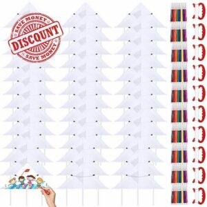 Libima 60 Pieces DIY Blank Kite with Watercolor Pens and Kite String Kite 20 Inch Kite Summer Beach Toddlers Decorating Coloring Kite Kids Kite Making Craft Kits for Kids Outdoor Game and Activities