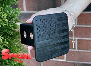 eVerHitch 2 Inch Trailer Hitch Cover Plug with American Black Flag Fit for 2 Inch Hitch Receivers Class 3 4 5 for Toyota Ford Nissan Dodge Ram Porsche Jeep Chevrolet Benz ATV